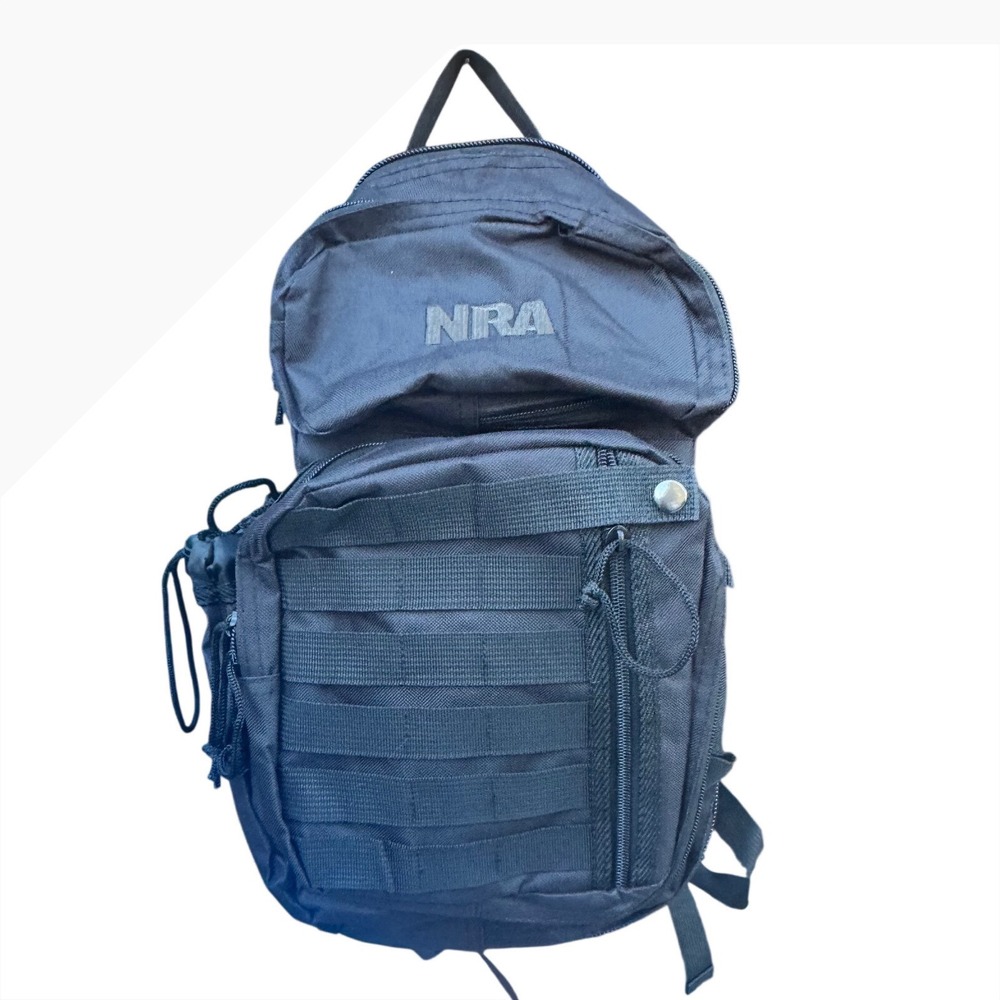 NRA Tactical Backpack Black MOLLE Webbing Outdoor Range Bag Gear Daypack
